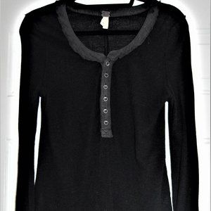 FREE PEOPLE WOMEN'S XS TOP BLACK RAYON LINEN